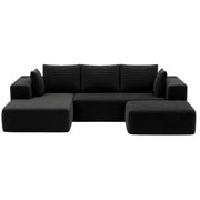 Artiss Modular Sofa Bed with Ottoman Sectional Boneless Couches for Living Room Corduroy Compressed Sofa Black SBED-K-CDY-5S-BK-ABC