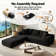 Artiss Modular Sofa Bed with Ottoman Sectional Boneless Couches for Living Room Corduroy Compressed Sofa Black SBED-K-CDY-5S-BK-ABC