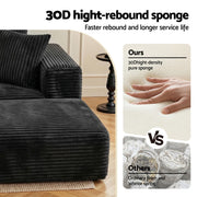 Artiss Modular Sofa Bed with Ottoman Sectional Boneless Couches for Living Room Corduroy Compressed Sofa Black SBED-K-CDY-5S-BK-ABC