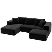 Artiss Modular Sofa Bed with Ottoman Sectional Boneless Couches for Living Room Corduroy Compressed Sofa Black SBED-K-CDY-5S-BK-ABC