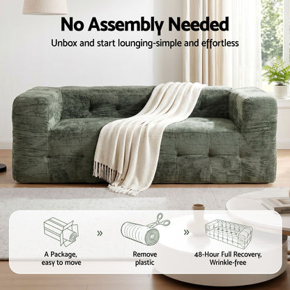 Artiss Comfort Boneless Sofa for Living Room Green Luxury Chenille SBED-K-CNIE-2S-GN