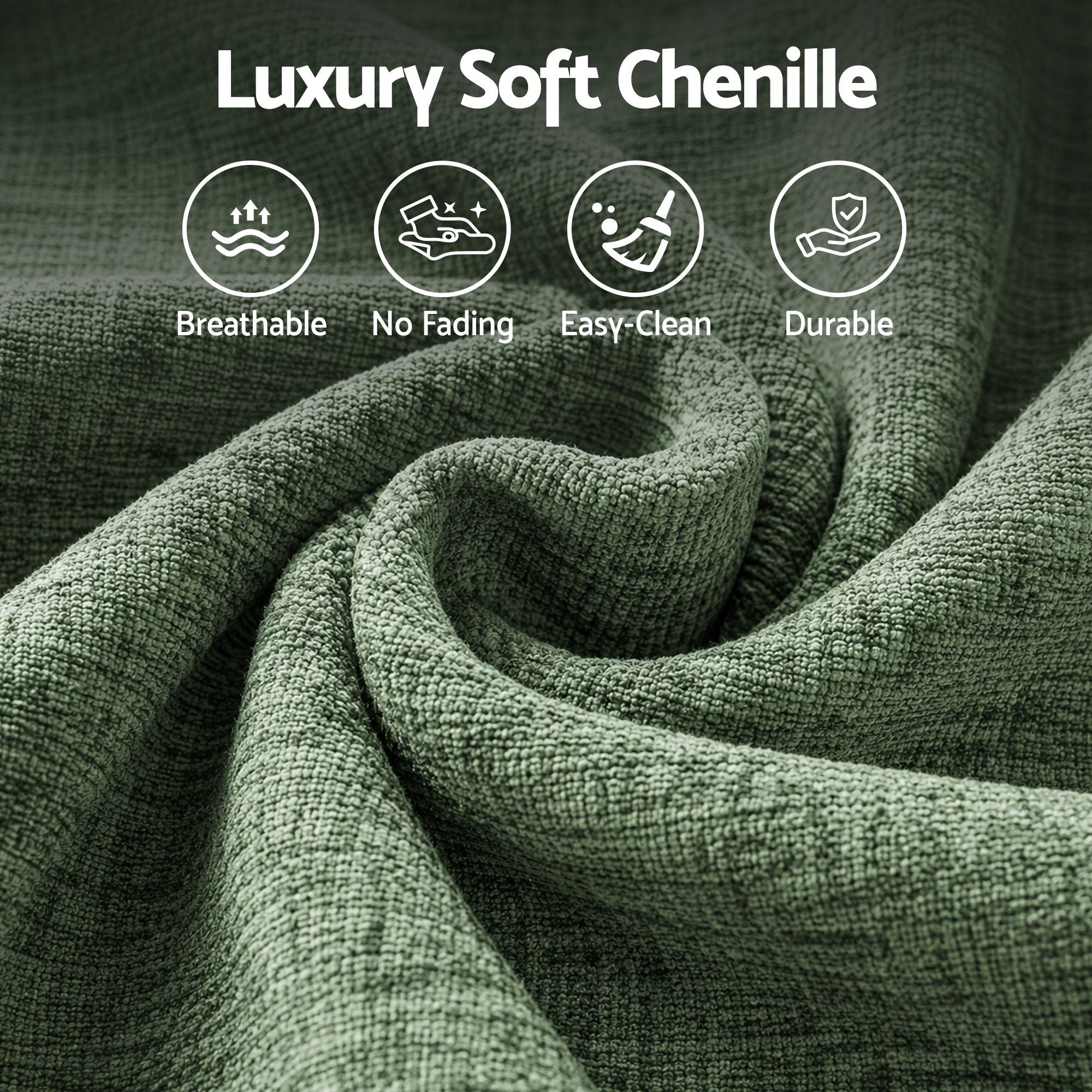 Artiss Comfort Boneless Sofa for Living Room Green Luxury Chenille SBED-K-CNIE-2S-GN