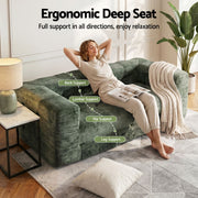 Artiss Comfort Boneless Sofa for Living Room Green Luxury Chenille SBED-K-CNIE-2S-GN