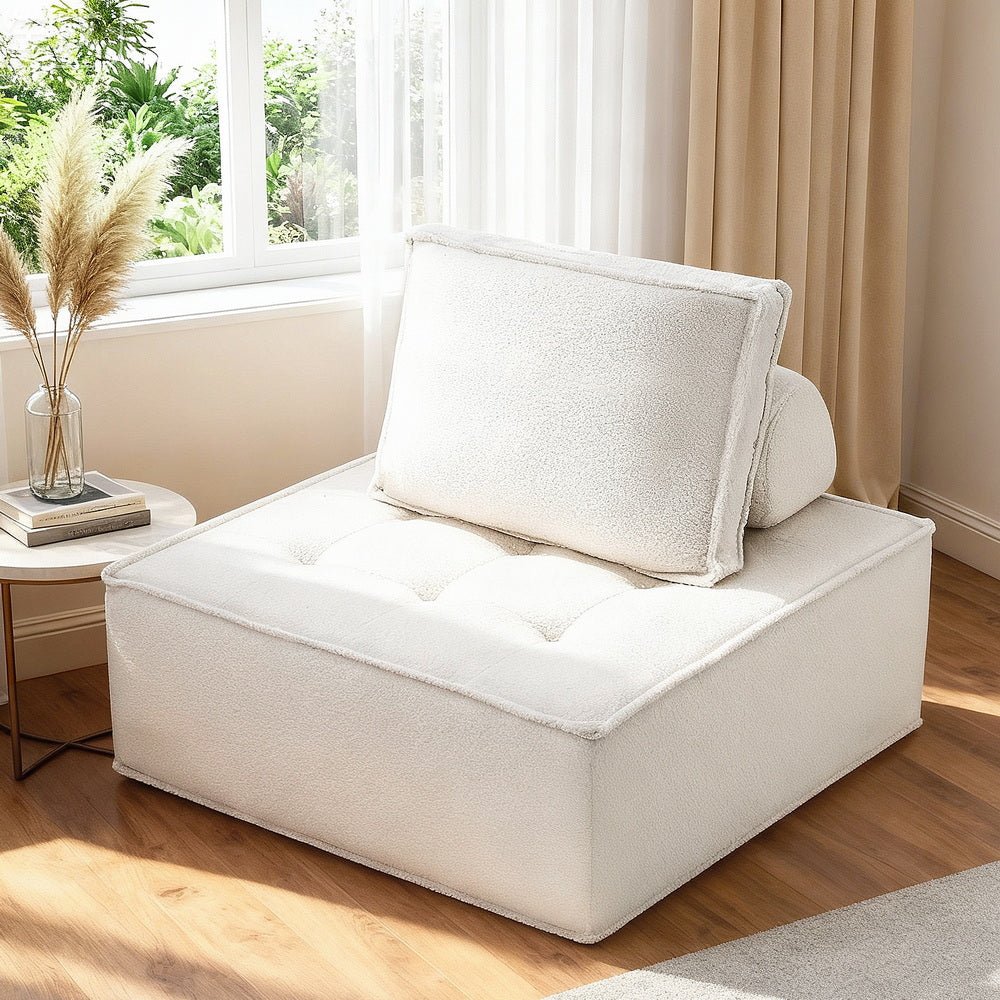 Artiss Floor Sofa Lounge Chair with Pillow SBED-K-FLD01-1S-WH