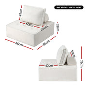 Artiss Floor Sofa Lounge Chair with Pillow SBED-K-FLD01-1S-WH