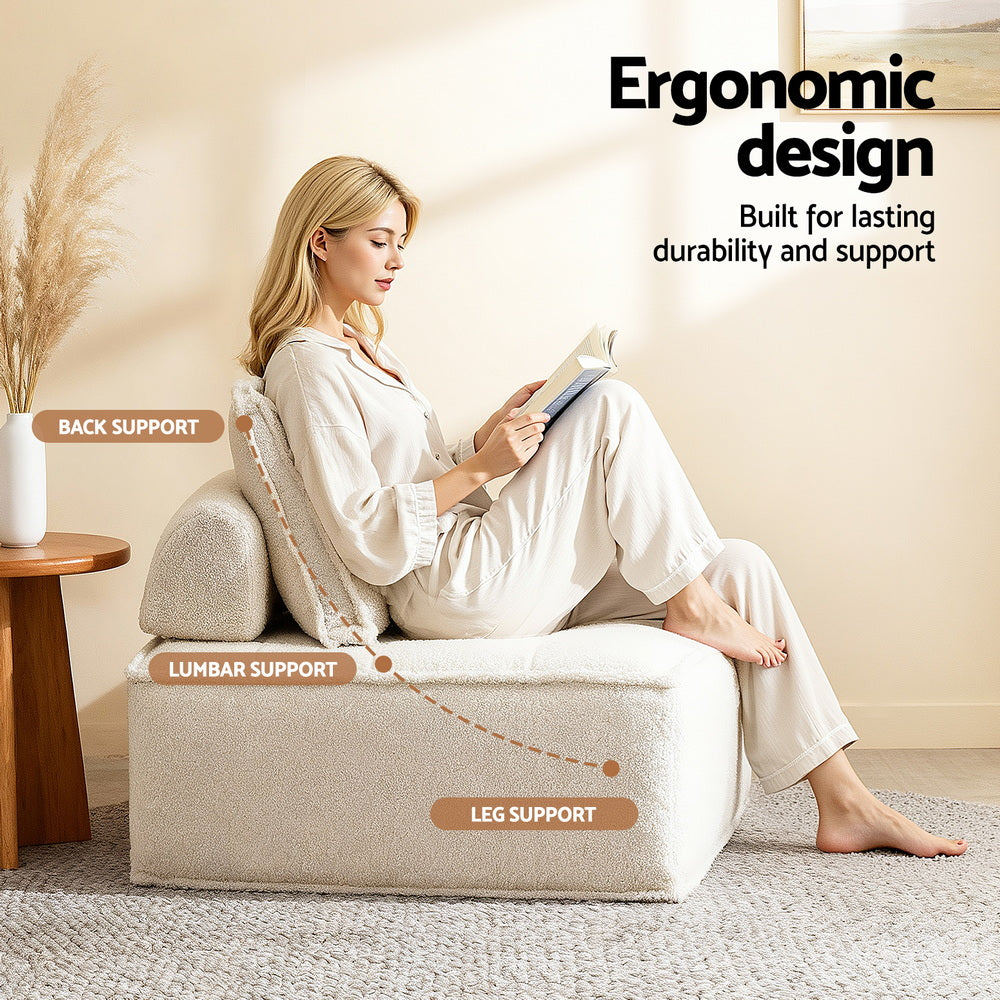 Artiss Floor Sofa Lounge Chair with Pillow SBED-K-FLD01-1S-WH