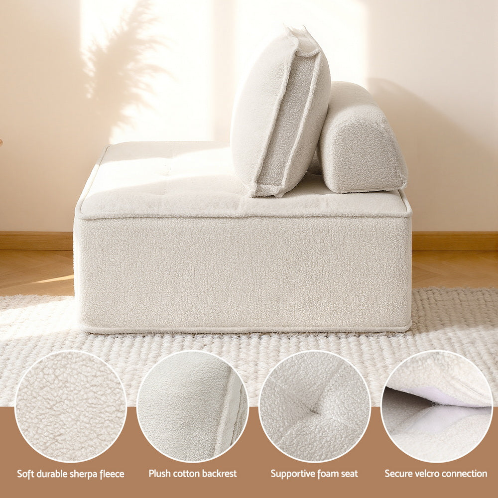Artiss Floor Sofa Lounge Chair with Pillow SBED-K-FLD01-1S-WH