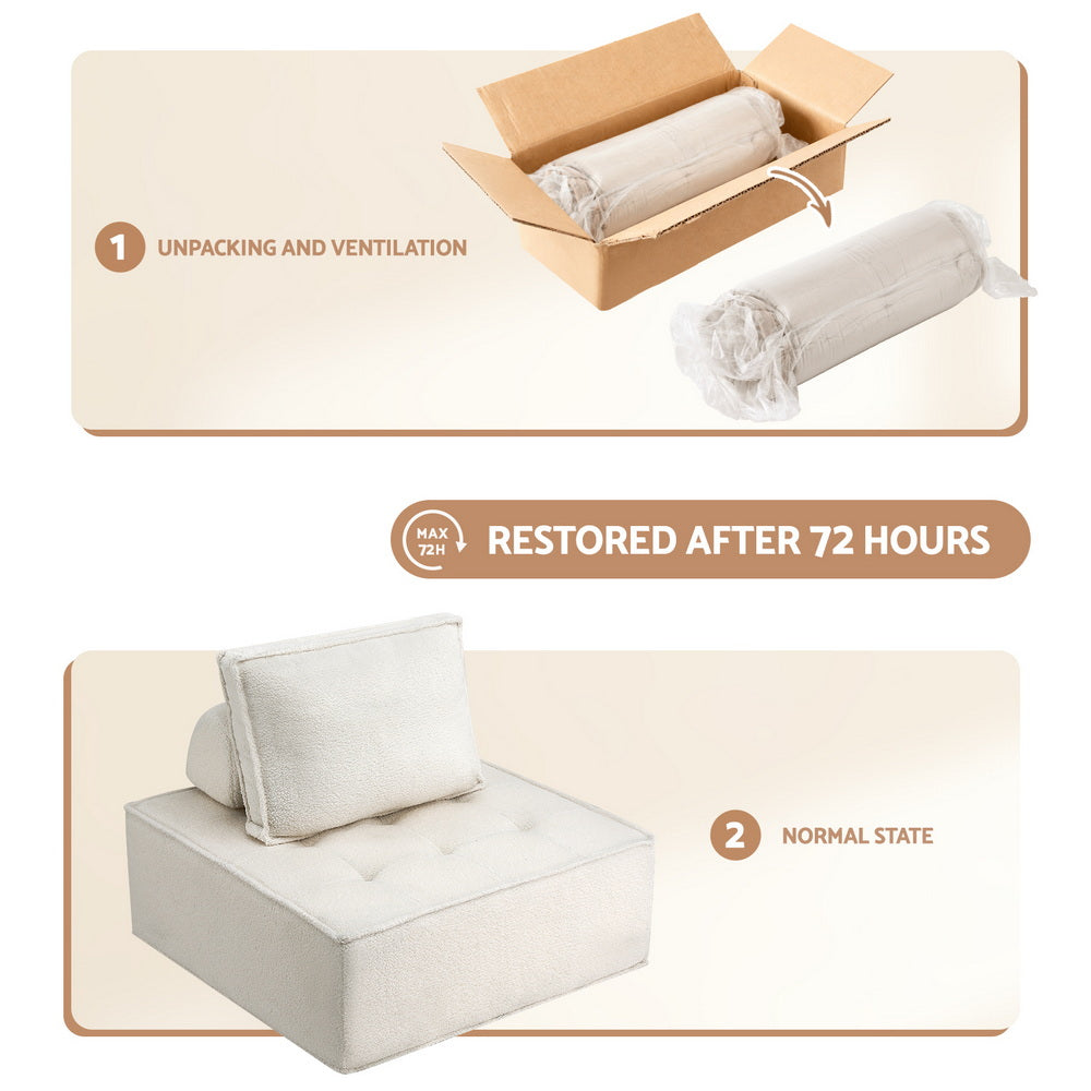 Artiss 2 Floor Sofa Lounge Chair with Pillow SBED-K-FLD01-2S-WH