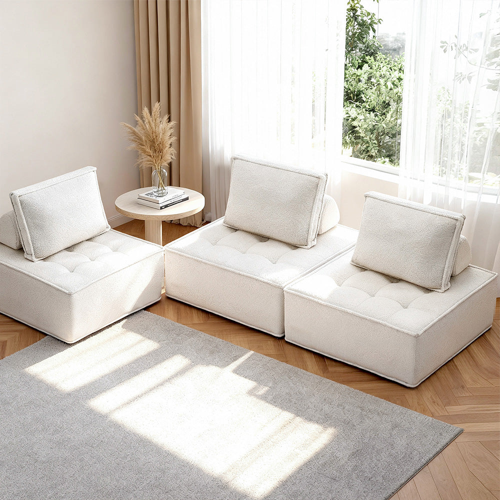 Artiss 3 Floor Sofa Lounge Chair with Pillow SBED-K-FLD01-3S-WH