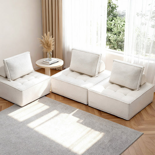 Artiss 3 Floor Sofa Lounge Chair with Pillow SBED-K-FLD01-3S-WH