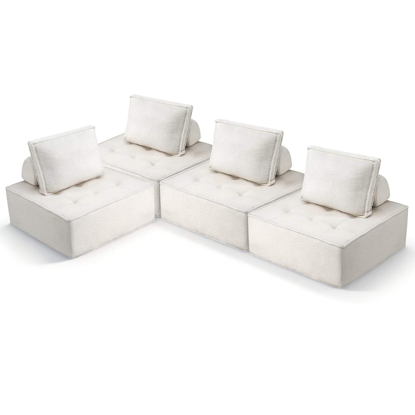 Artiss Floor Sofa Lounge Chair 4 Seater with Pillow SBED-K-FLD01-4S-WH