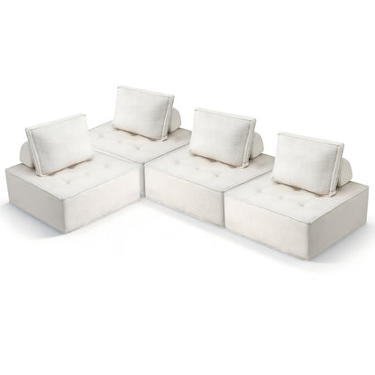 Artiss Floor Sofa Lounge Chair 4 Seater with Pillow SBED-K-FLD01-4S-WH