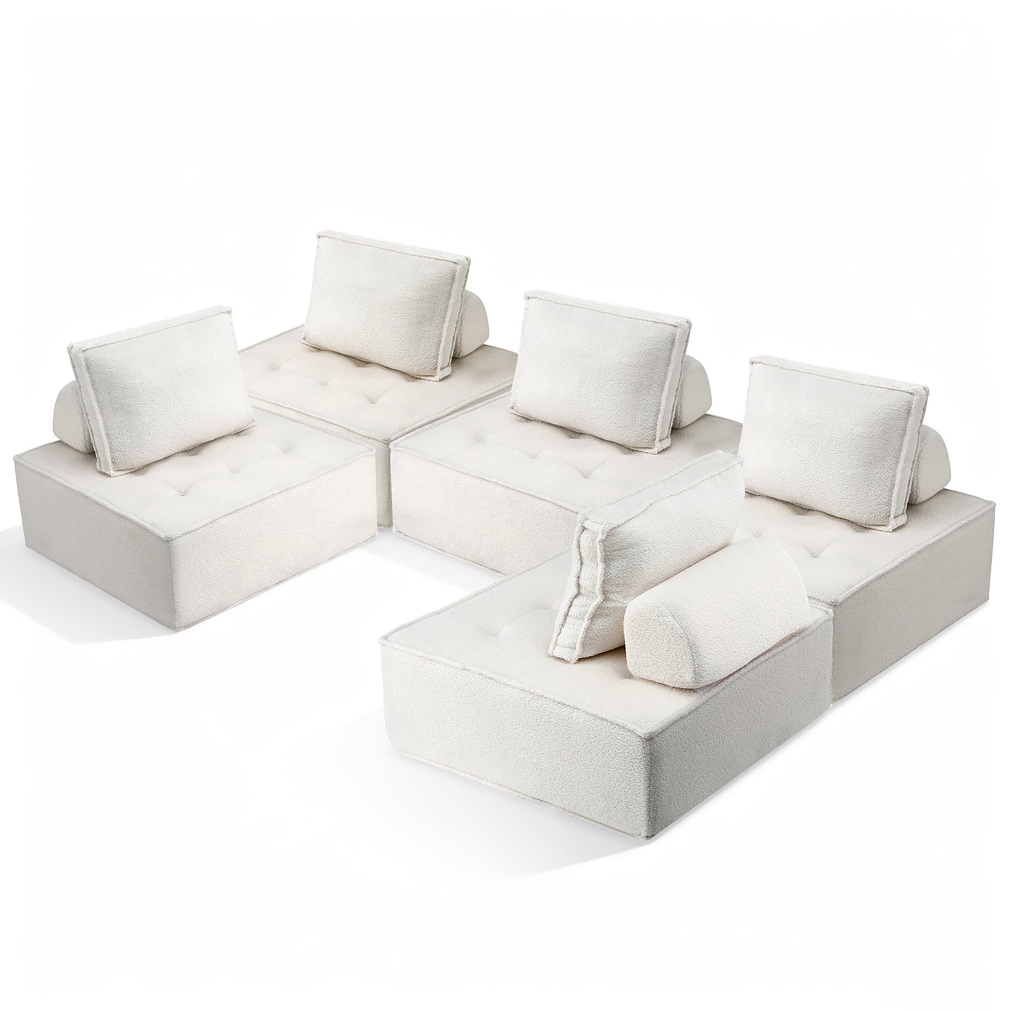 Artiss Floor Sofa Lounge Chair 5 Seater with Pillow SBED-K-FLD01-5S-WH