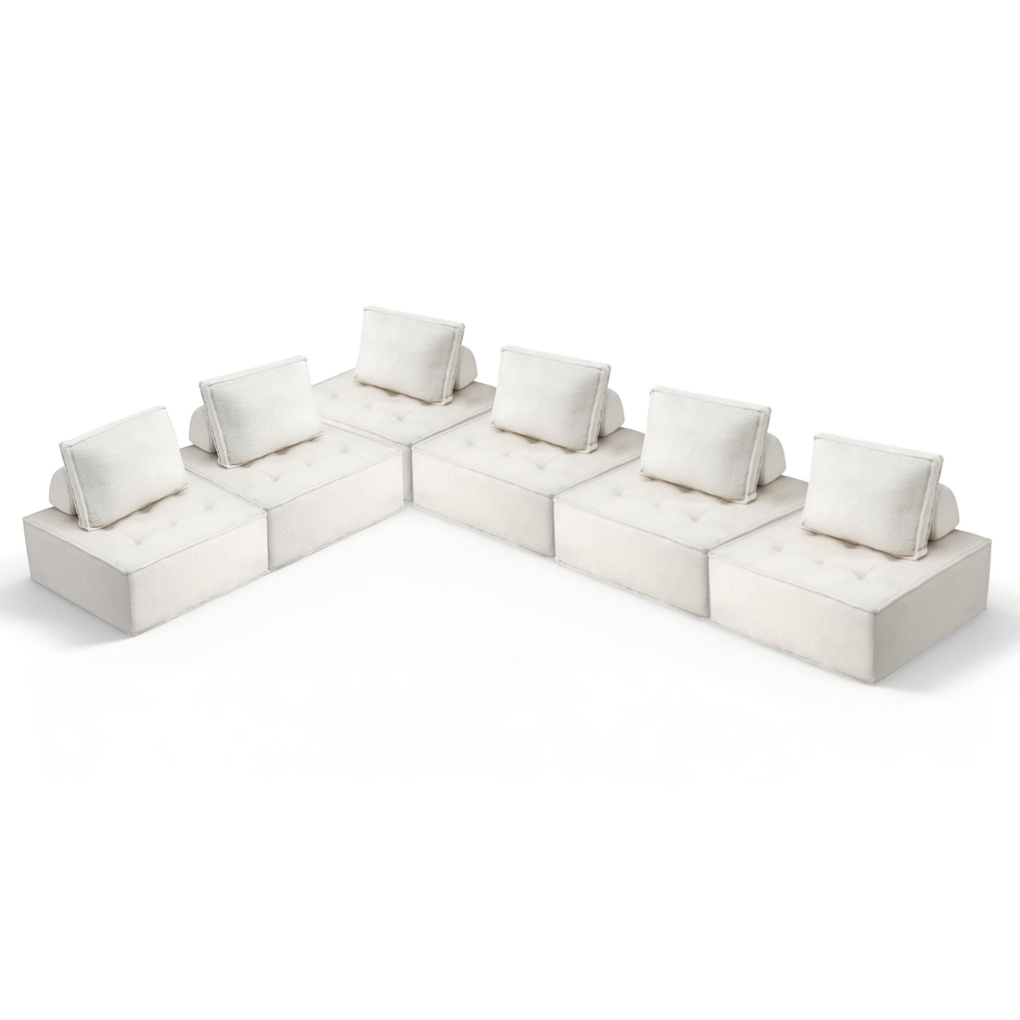 Artiss Floor Sofa Lounge Chair 6 Seater with Pillow SBED-K-FLD01-6S-WH