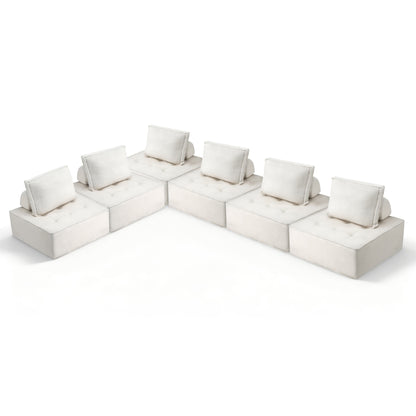 Artiss Floor Sofa Lounge Chair 6 Seater with Pillow SBED-K-FLD01-6S-WH