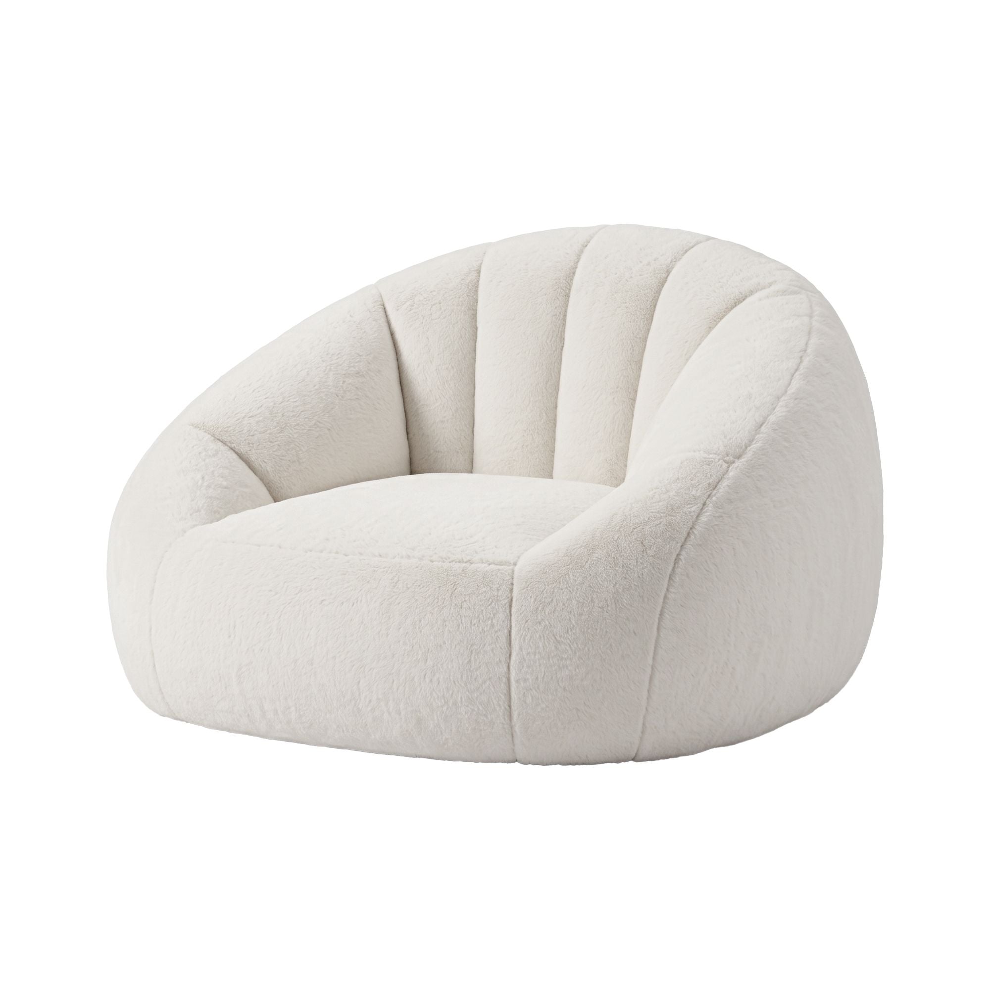 Artiss Single Small Boneless Couch Comfy Bean Bag for Living Room Faux Fur White SBED-M-FA-1S-BG