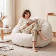 Artiss Single Small Boneless Couch Comfy Bean Bag for Living Room Faux Fur White SBED-M-FA-1S-BG