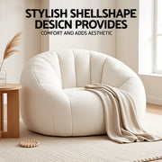 Artiss Single Small Boneless Couch Comfy Bean Bag for Living Room Faux Fur White SBED-M-FA-1S-BG