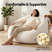 Artiss Single Small Boneless Couch Comfy Bean Bag for Living Room Faux Fur White SBED-M-FA-1S-BG