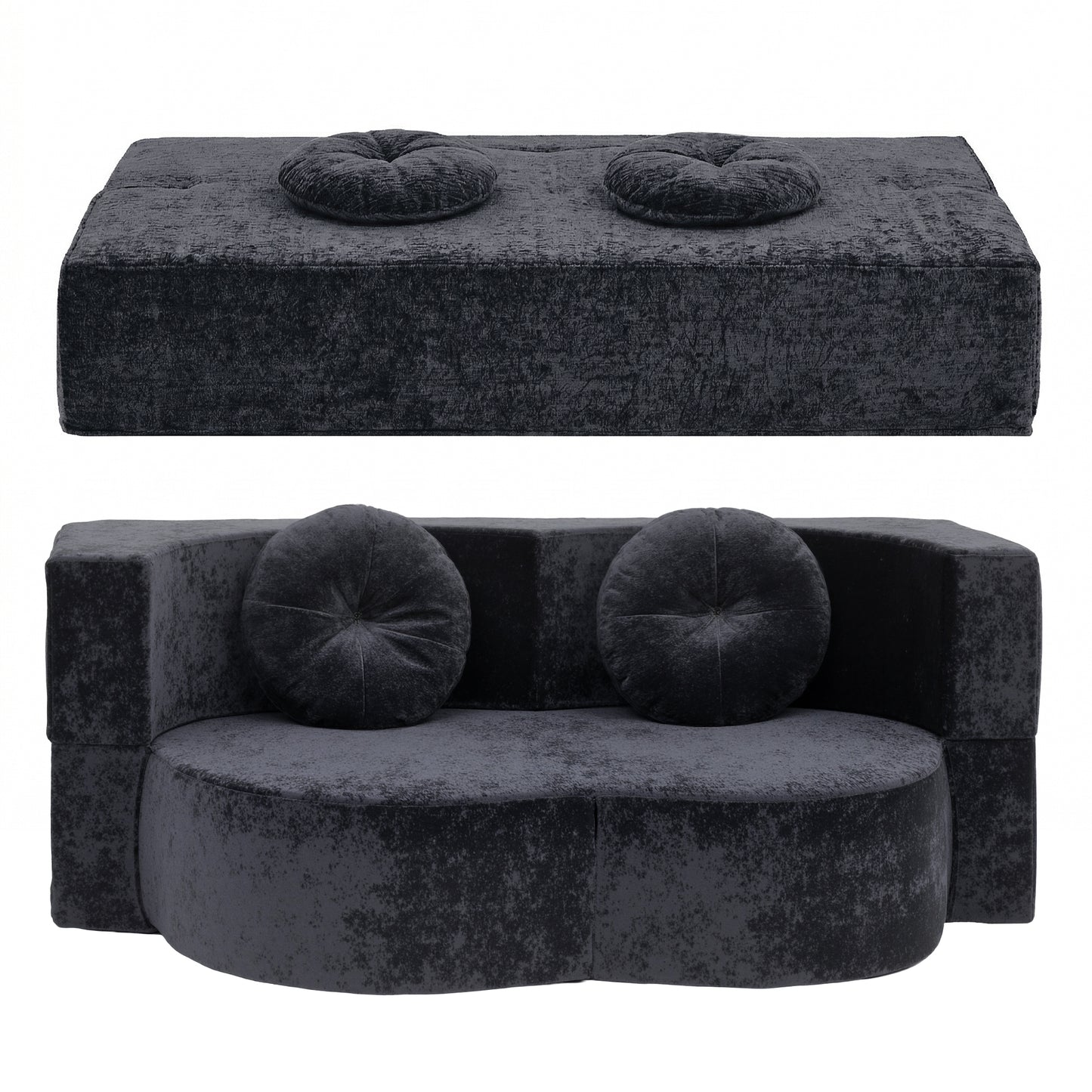 Artiss 2 in 1 Convertible Compressed Sofa Bed, Folding Boneless Sofabed for Living Room ,Comfort Curved SBED-M-FLD04-2S-GY