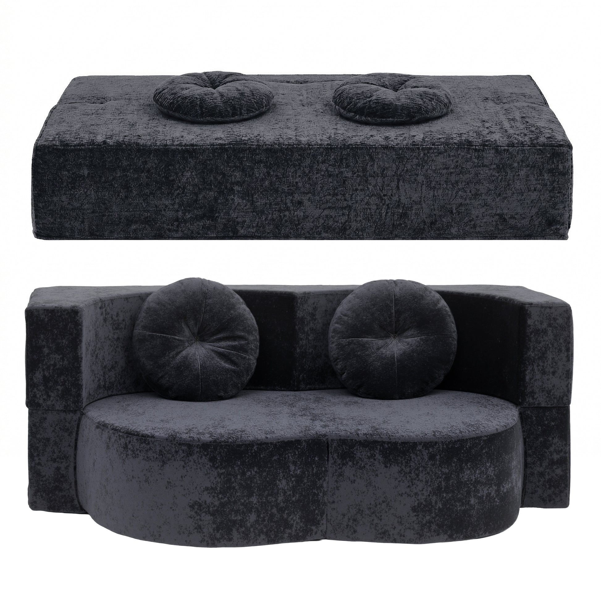 Artiss 2 in 1 Convertible Compressed Sofa Bed, Folding Boneless Sofabed for Living Room ,Comfort Curved SBED-M-FLD04-2S-GY