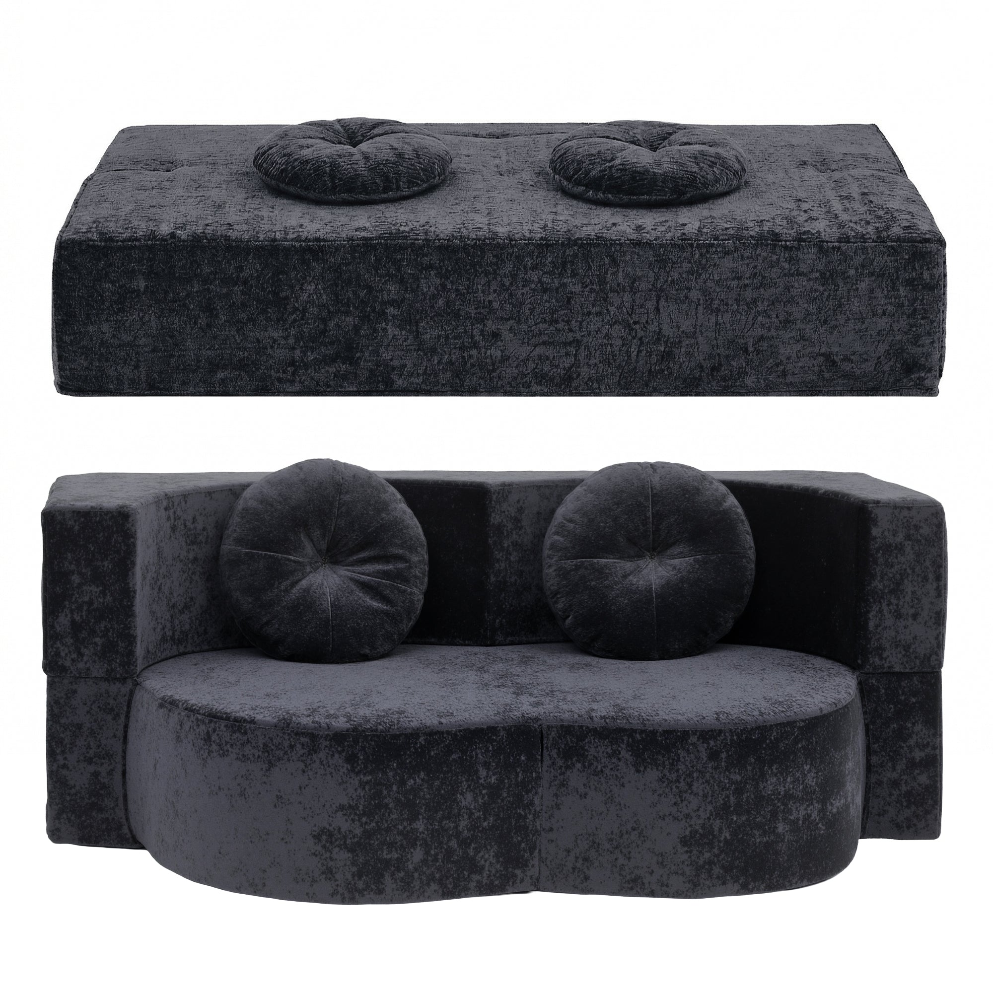 Artiss 2 in 1 Convertible Compressed Sofa Bed, Folding Boneless Sofabed for Living Room ,Comfort Curved SBED-M-FLD04-2S-GY
