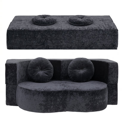 Artiss 2 in 1 Convertible Compressed Sofa Bed, Folding Boneless Sofabed for Living Room ,Comfort Curved SBED-M-FLD04-2S-GY