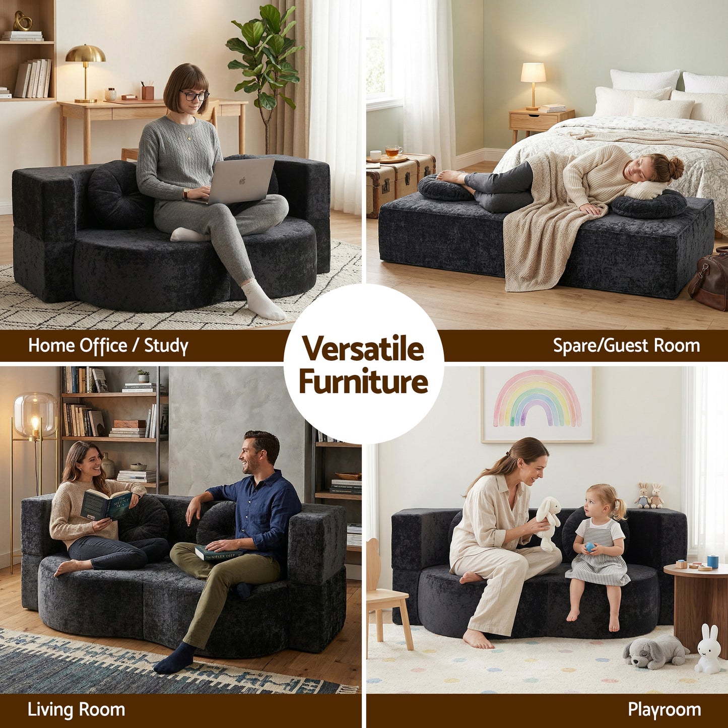 Artiss 2 in 1 Convertible Compressed Sofa Bed, Folding Boneless Sofabed for Living Room ,Comfort Curved SBED-M-FLD04-2S-GY