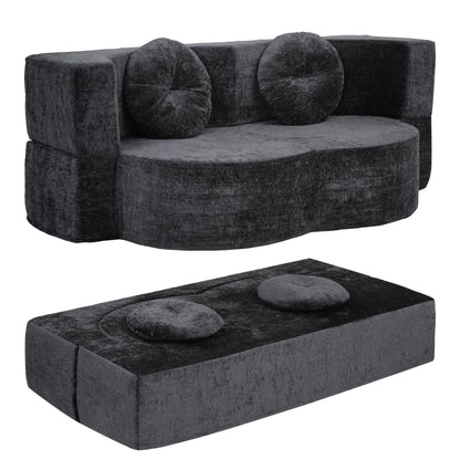 Artiss 2 in 1 Convertible Compressed Sofa Bed, Folding Boneless Sofabed for Living Room ,Comfort Curved SBED-M-FLD04-2S-GY