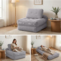 Artiss 1 Seater Corduroy Convertible Sofa Bed Pull Out Boneless Couch Grey SBED-M-FLD05-1S-GY