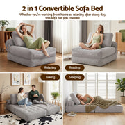 Artiss 1 Seater Corduroy Convertible Sofa Bed Pull Out Boneless Couch Grey SBED-M-FLD05-1S-GY