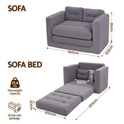 Artiss 2 Seater Corduroy Convertible Sofa Bed Pull Out Boneless Couch Grey SBED-M-FLD05-2S-GY