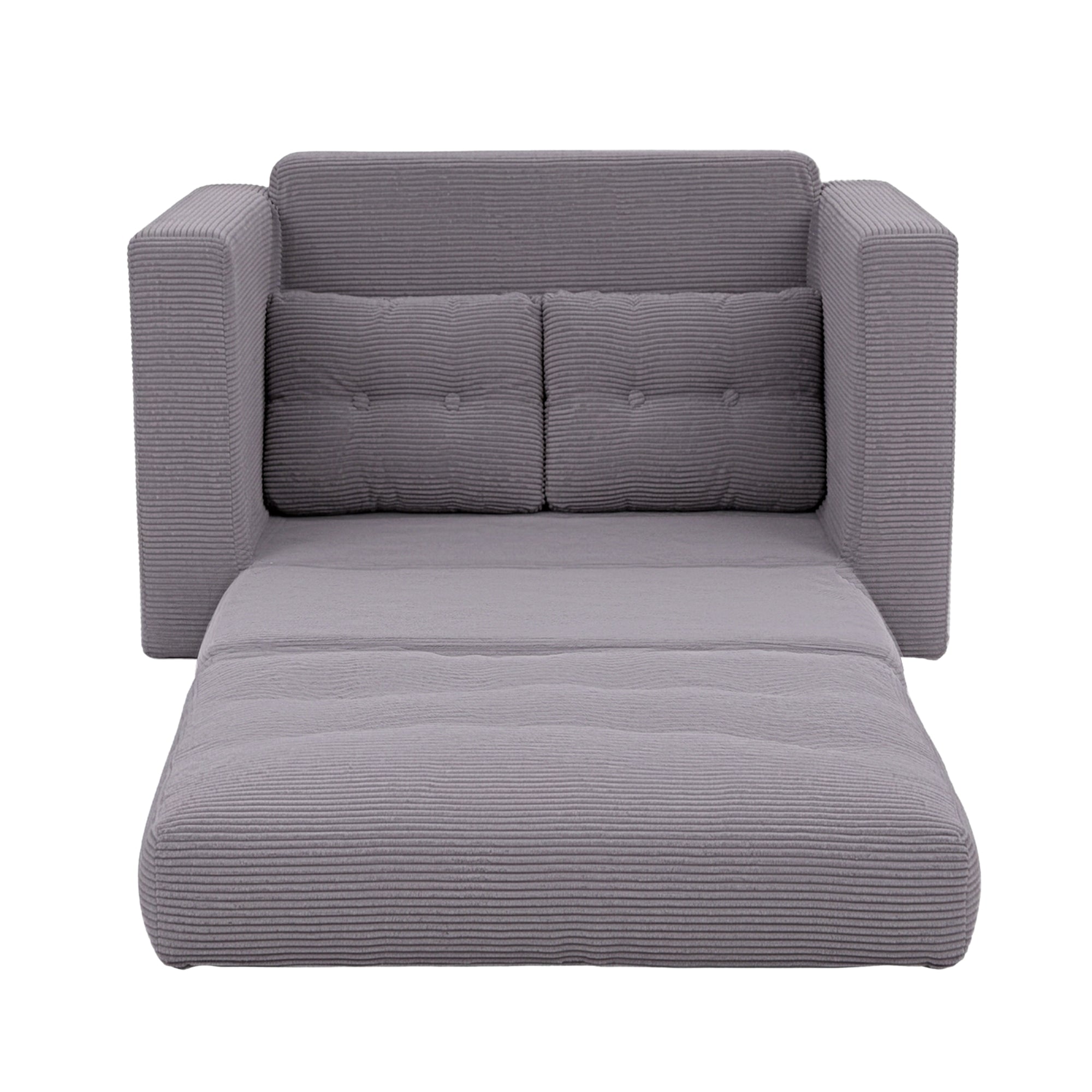 Artiss 2 Seater Corduroy Convertible Sofa Bed Pull Out Boneless Couch Grey SBED-M-FLD05-2S-GY
