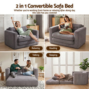 Artiss 2 Seater Corduroy Convertible Sofa Bed Pull Out Boneless Couch Grey SBED-M-FLD05-2S-GY