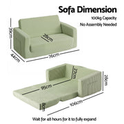 Artiss 2-in-1 Sofa Foam Couch with Side Pocket Light Green