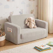 Artiss 2-in-1 Sofa Foam Couch with Side Pocket Light Grey