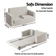 Artiss 2-in-1 Sofa Foam Couch with Side Pocket Light Grey
