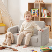 Artiss 2-in-1 Sofa Foam Couch with Side Pocket Light Grey