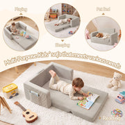 Artiss 2-in-1 Sofa Foam Couch with Side Pocket Light Grey