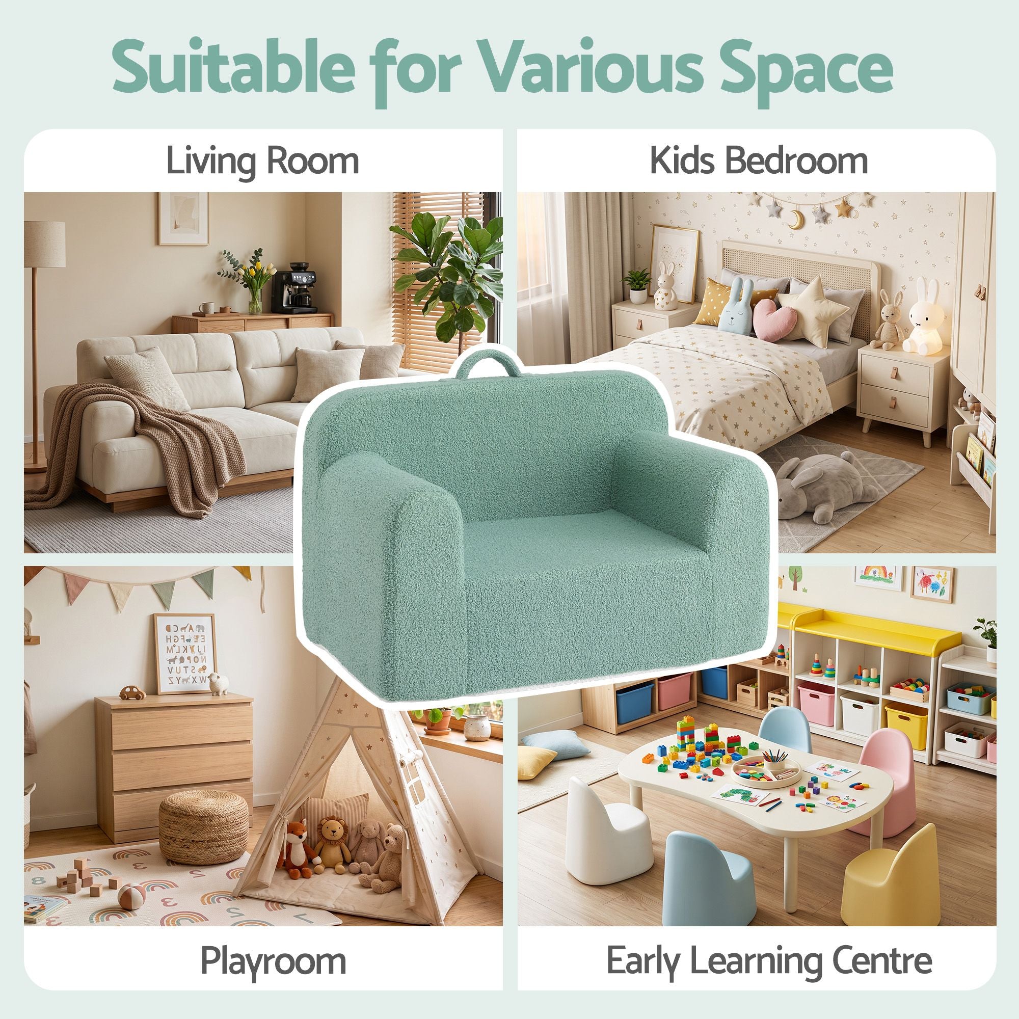 Artiss Sofa Foam Couch with Carry Handle Mint Green