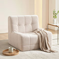 Artiss Single Small Boneless Couches for Living Room White Fabric SBED-M-TED-1S-BG
