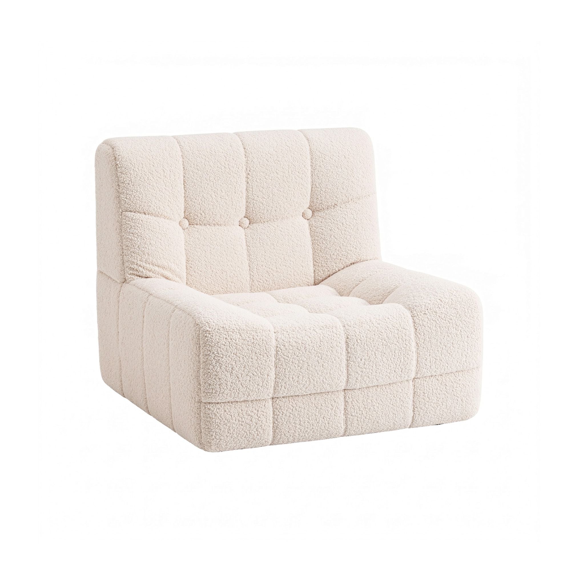 Artiss Single Small Boneless Couches for Living Room White Fabric SBED-M-TED-1S-BG