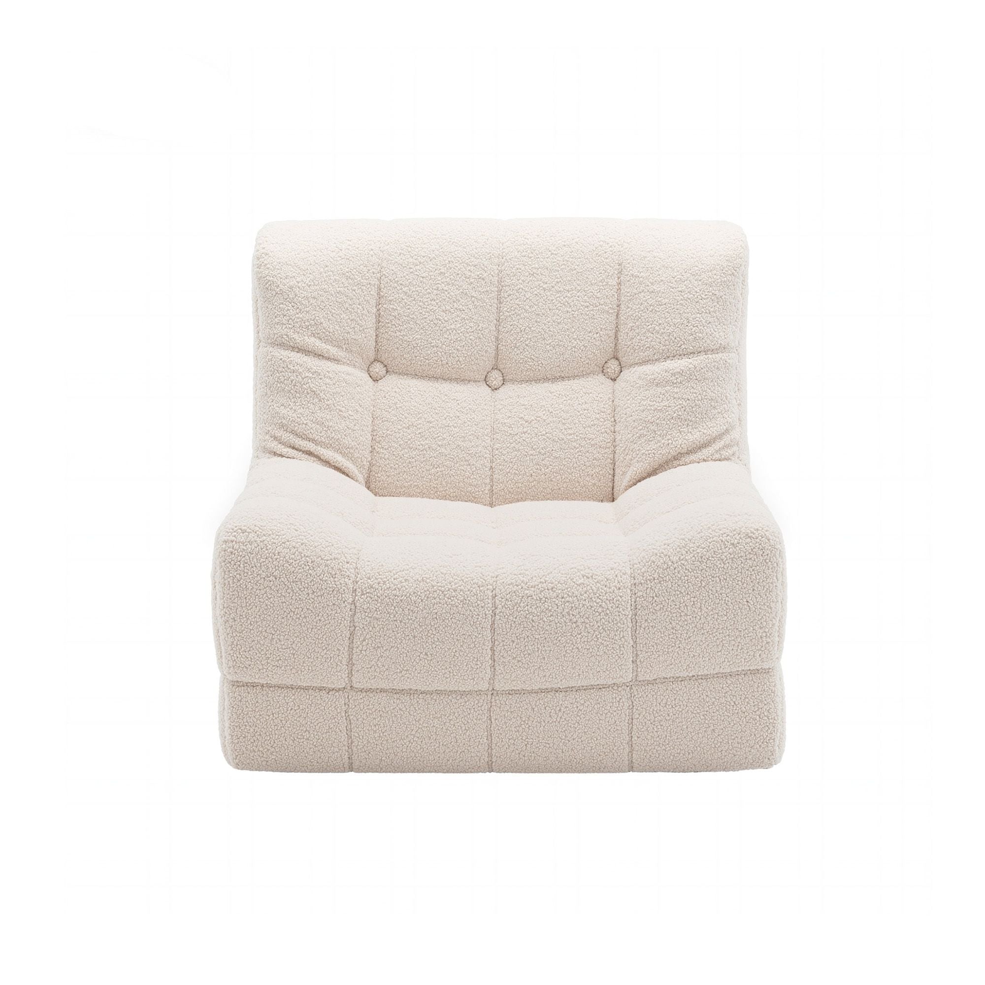 Artiss Single Small Boneless Couches for Living Room White Fabric SBED-M-TED-1S-BG