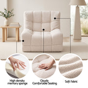 Artiss Single Small Boneless Couches for Living Room White Fabric SBED-M-TED-1S-BG