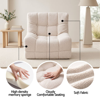 Artiss Single Small Boneless Couches for Living Room White Fabric SBED-M-TED-1S-BG