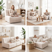 Artiss Single Small Boneless Couches for Living Room White Fabric SBED-M-TED-1S-BG