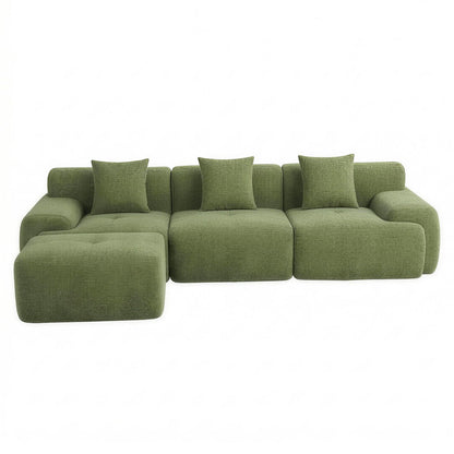Artiss 300cm Modular Sofa Bed Comfort L-Shaped Sectional Boneless Couch Green SBED-O-CDY-4S-GN-ABC