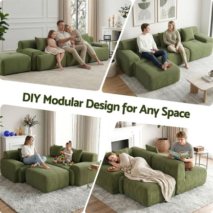 Artiss 300cm Modular Sofa Bed Comfort L-Shaped Sectional Boneless Couch Green SBED-O-CDY-4S-GN-ABC