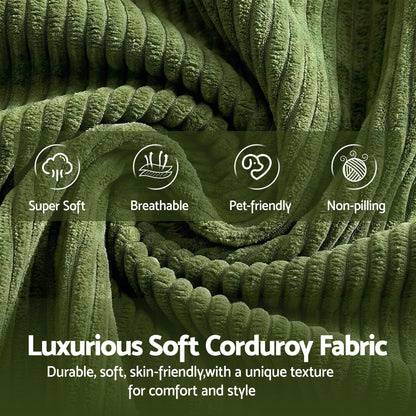 Artiss 300cm Modular Sofa Bed Comfort L-Shaped Sectional Boneless Couch Green SBED-O-CDY-4S-GN-ABC