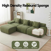 Artiss 300cm Modular Sofa Bed Comfort L-Shaped Sectional Boneless Couch Green SBED-O-CDY-4S-GN-ABC